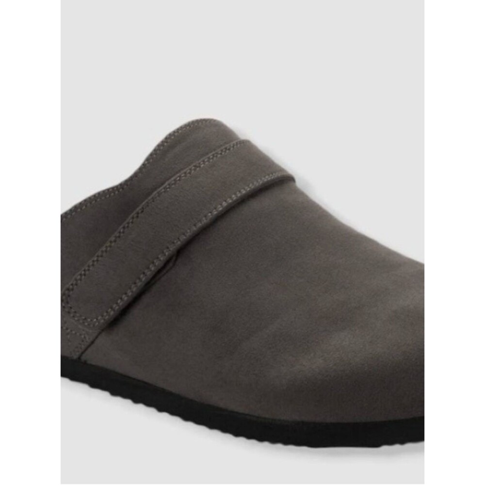 Men's Gray Suede Slip-On Mule with Adjustable Strap